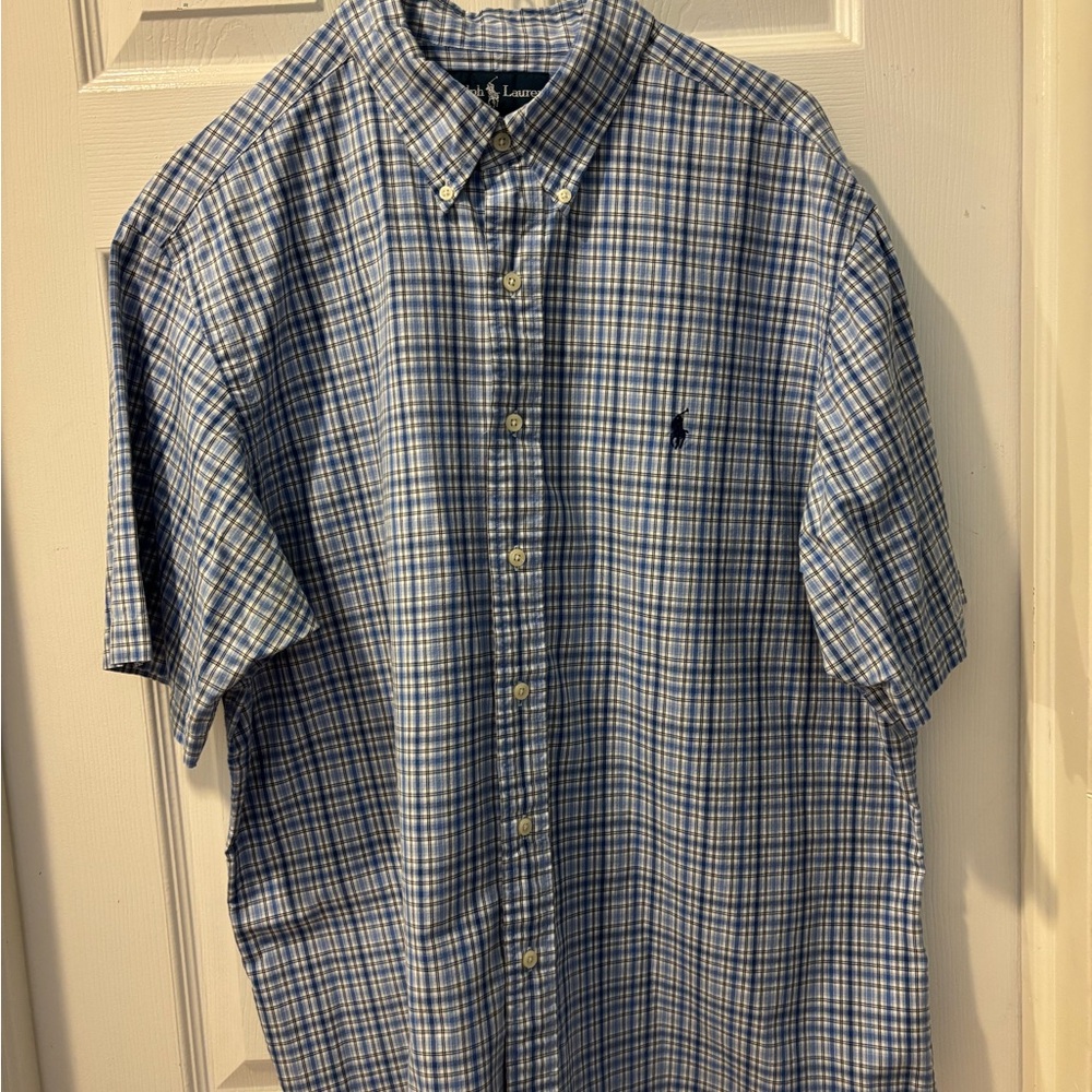 Ralph Lauren Blue and White Checkered Men's Shirt